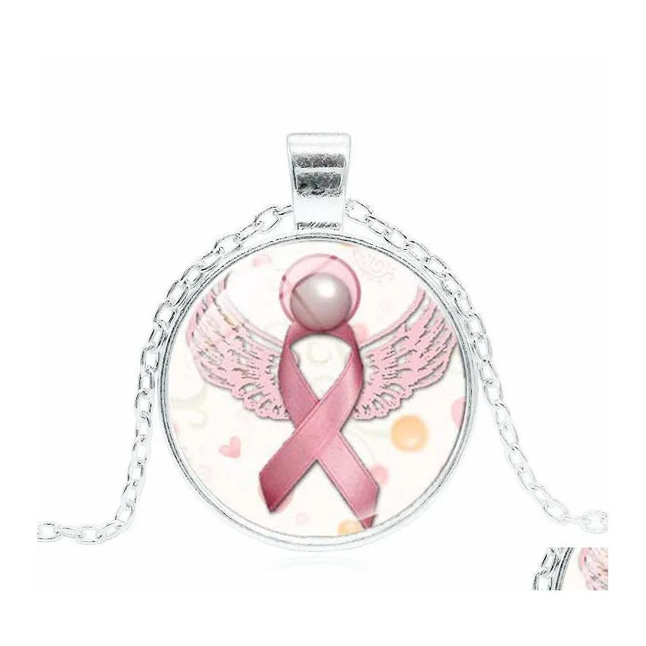 Pendentif Colliers Arrivée Ruban Rose Verre Gemme Collier De Sensibilisation Au Cancer Du Sein Pour Femmes Hommes Mode Bijoux Drop Delivery Pe Ota7M