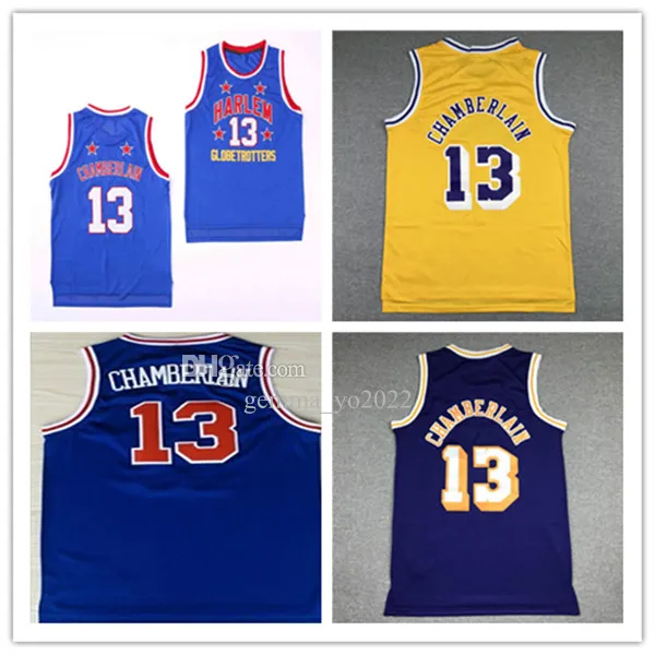 13 Wilt Chamberlain Harlem Globetrotters Movie Vintage Basketball Jerseys Ed Team Color Blue Gold Purple Uniforms Men Size S-xxxl