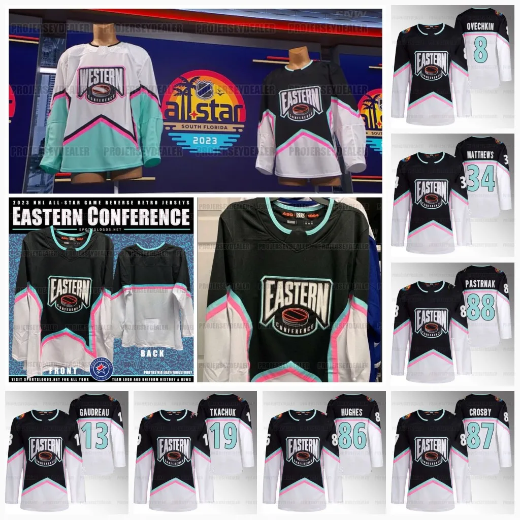 2023 All-star Eastern Conference Jersey Sidney Crosby Tage Thompson Alex Ovechkin Matthew Tkachuk Auston Matthews Jack Hughes Johnny Gaudreau Mitch Marner