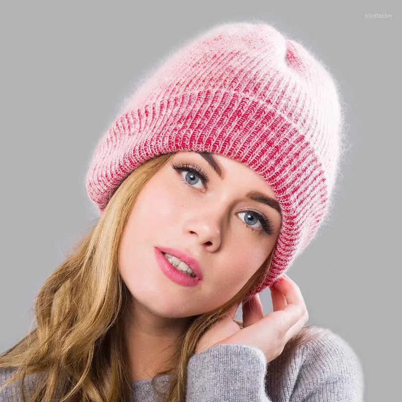 Berretti Beanie/Skull Caps Vendita Cappello invernale Cappelli di vera pelliccia per le donne Moda Berretto caldo Solid Copricapo per adulti Oliv22