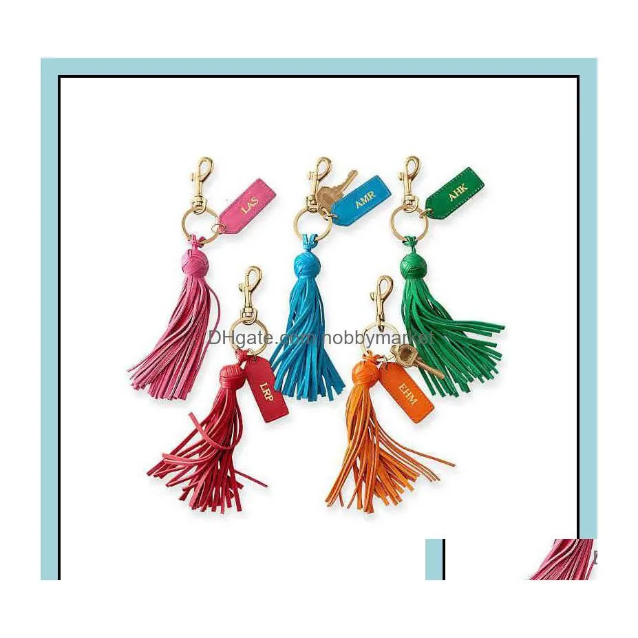 Key Rings Jewelry Wholesale High Quality Customize Leather Tassel Keychain Charms Drop Delivery 2021 Lcl15 Dhjna