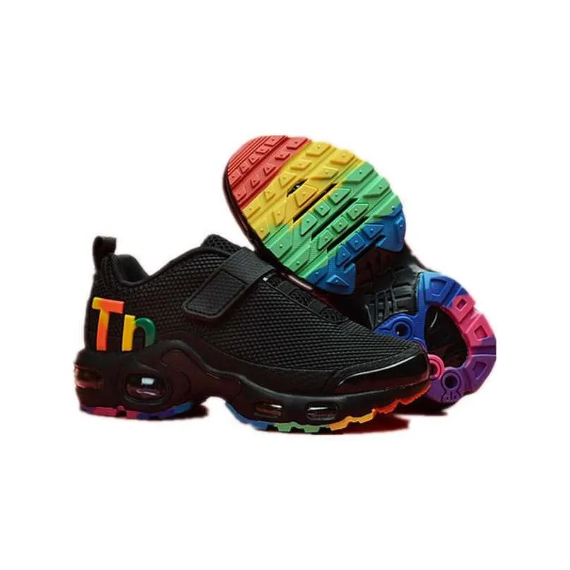 tn plus3 kids shoes triple black infant sneakers rainbow children sports girls and boys high quality tennis trainers size 2435