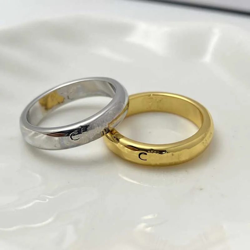 Cee Jewelry Designer Band Rings Simple Plain Ring Couple Ring Female Ins Personalized Fashion Finger Finger Gold Silver