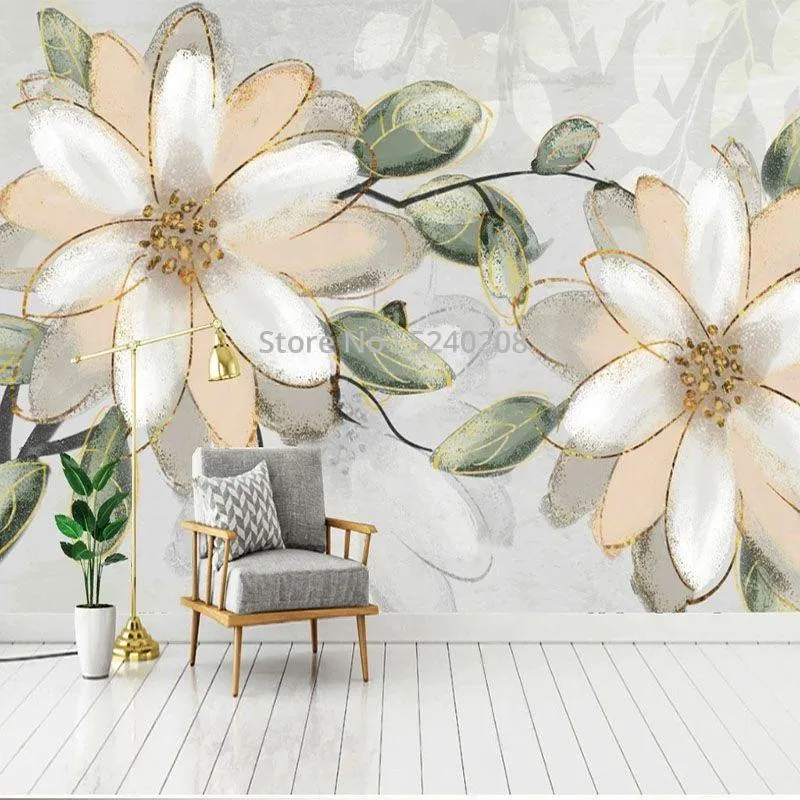 Fonds d'écran personnalisé 3D papier peint fleurs pastorales fond abstrait salon TV canapé chambre décor à la maison autocollants muraux imperméables