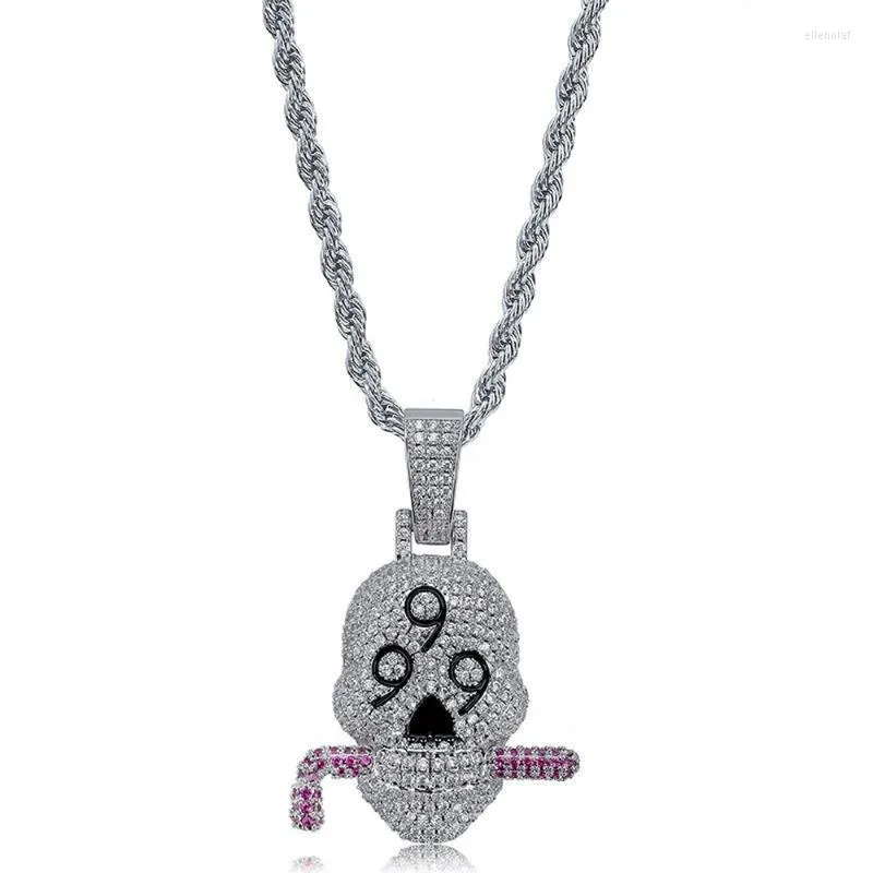 Pendant Necklaces Skull & Necklace 18k Gold Plated Lab Diamond Iced Out Chain Bling Fashion Hip Hop JewelryPendant Elle22