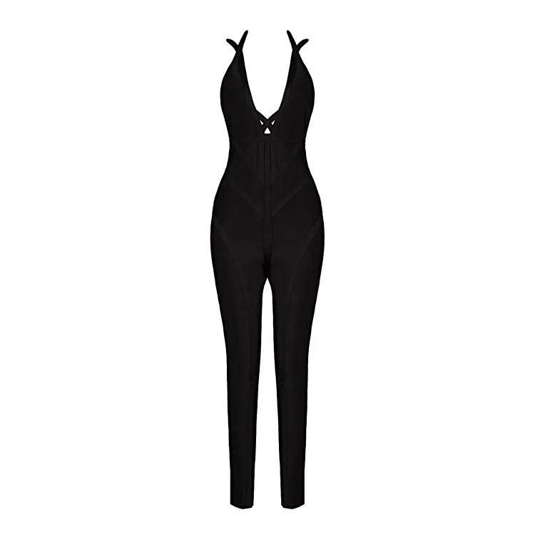 女性用ジャンプスーツはロンパース女性全体的なセクシーなファッションロングパンツ包帯ジャンプスーツボディスーツホワイト/ブラックウーマンズ