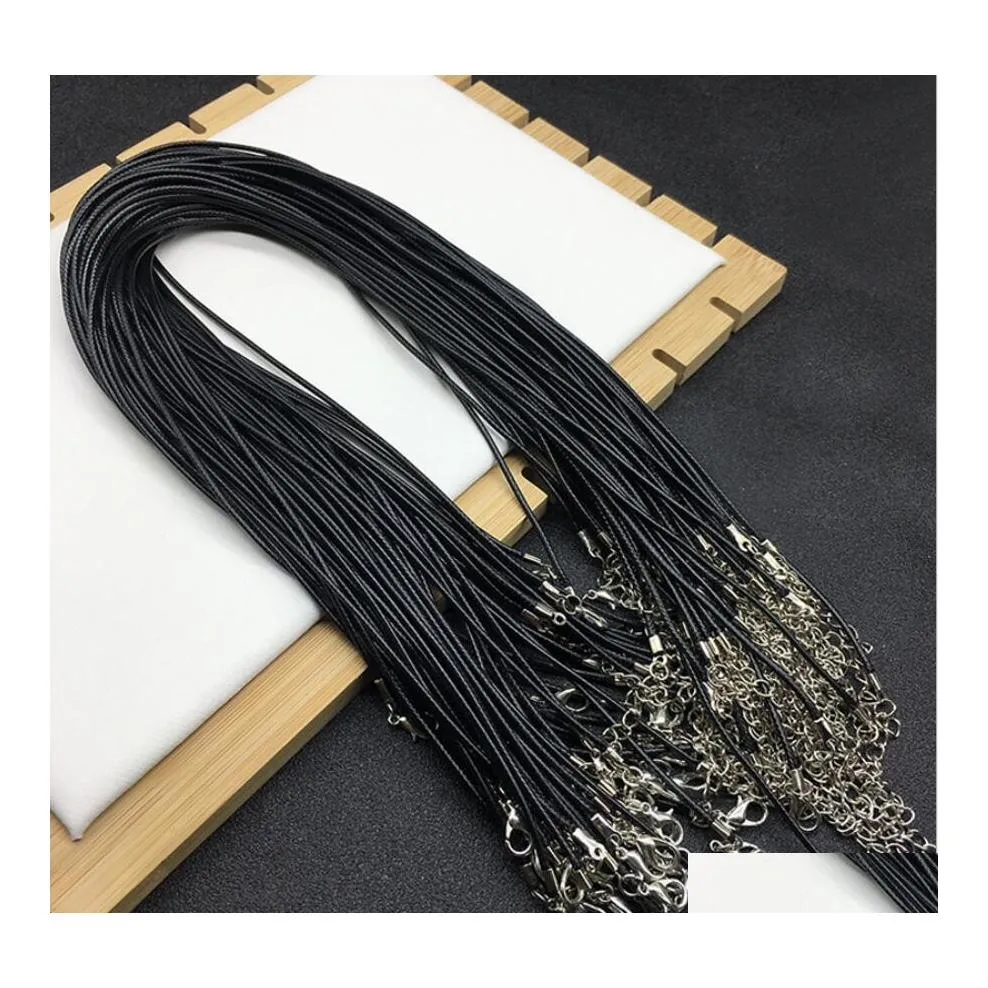 Arts And Crafts Black Leather Cord 45Cm Chain Necklace Rope Pendant Jewelry Accessory Drop Delivery Home Garden Dhnka