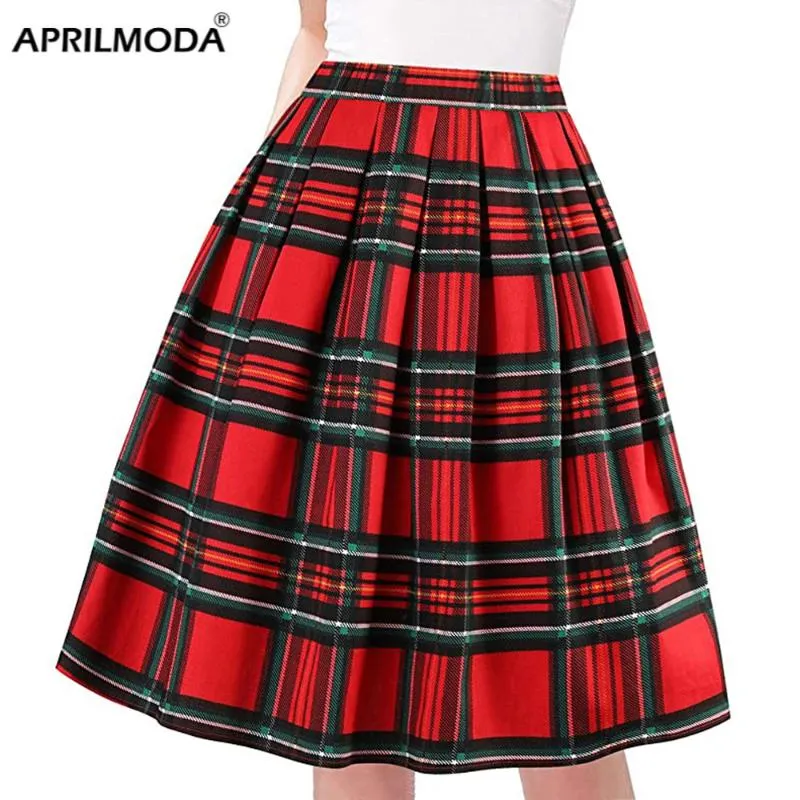 Skirts 2023 Arrival Summer Plaid Pleated Short Skirt High Waist Cotton 50s Vintage Retro Harajuku School Plus Size Womens