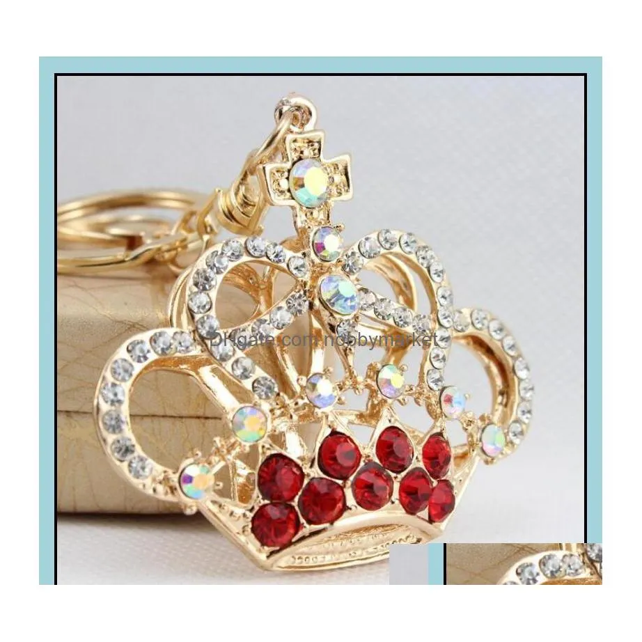 Ключевые кольца ювелирные украшения творческое корона кольцо с сияющим алмазом металлической цепной сумочка модные асесории кулонная подвеска Хороший подарок Mticolor Drop Dhp3q