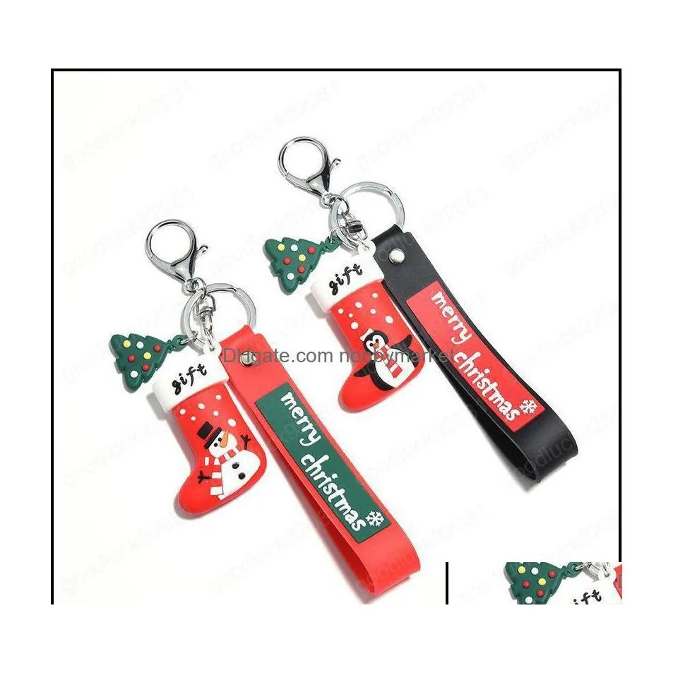 Key Rings sieraden tekenfilms PVC kerstsok hanger creativiteit auto sleutelhanger paar tas cadeau sleutelhangers hiphop sleutelhanging merry drop de dhfzm