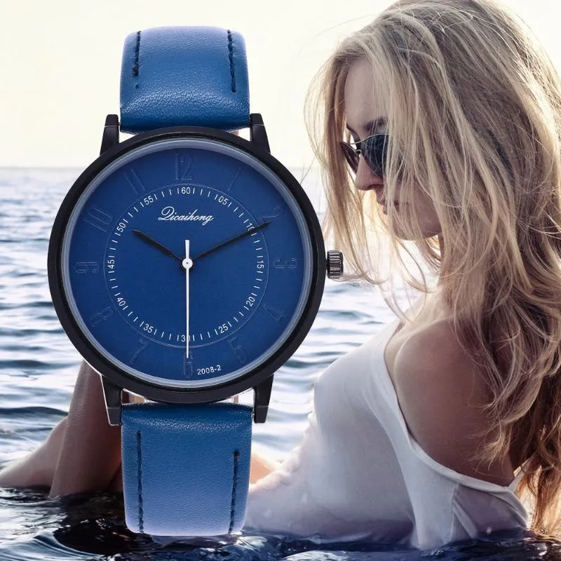 Polshorloges klassieke vrouwen horloges modecasual digitale kleur spiegel lederen riem horloge dubbele schaal kwarts voor dames relogio feminino