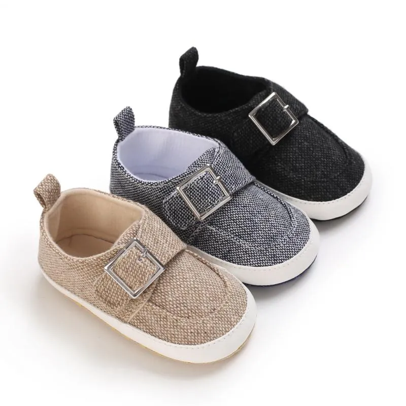 Chaussures de premiers pas pour bébés, baskets de sport décontractées pour garçons et filles avec boucle à semelle souple