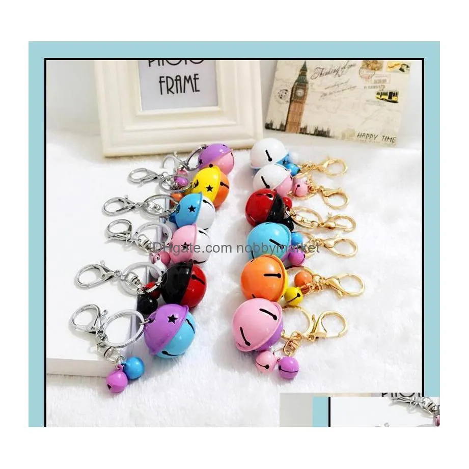 Key Rings Jewelry Cartoon Cute Metal Candy Color Bells Ring Pendant Creative Couple Car Bag Aessories Kr049 Keychains Mix Order 20 P Dhdjg