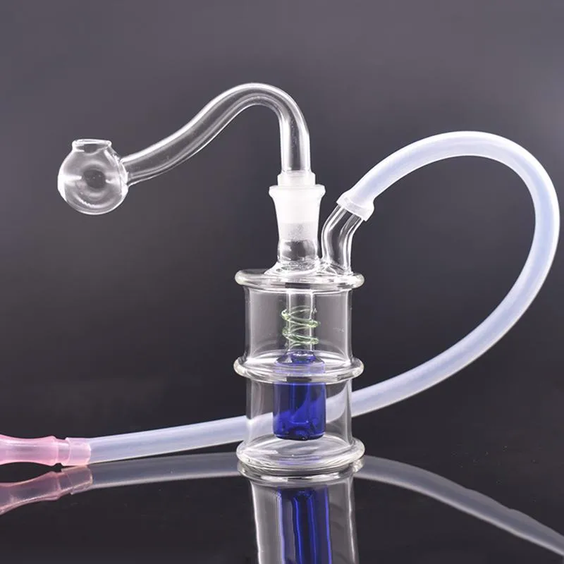 Mini verre Ashcatcher Bongs fumer tuyau d'eau matrice percolateur barboteur portable Dab Rig Bongs avec tuyau et tuyau de brûleur à mazout en verre mâle