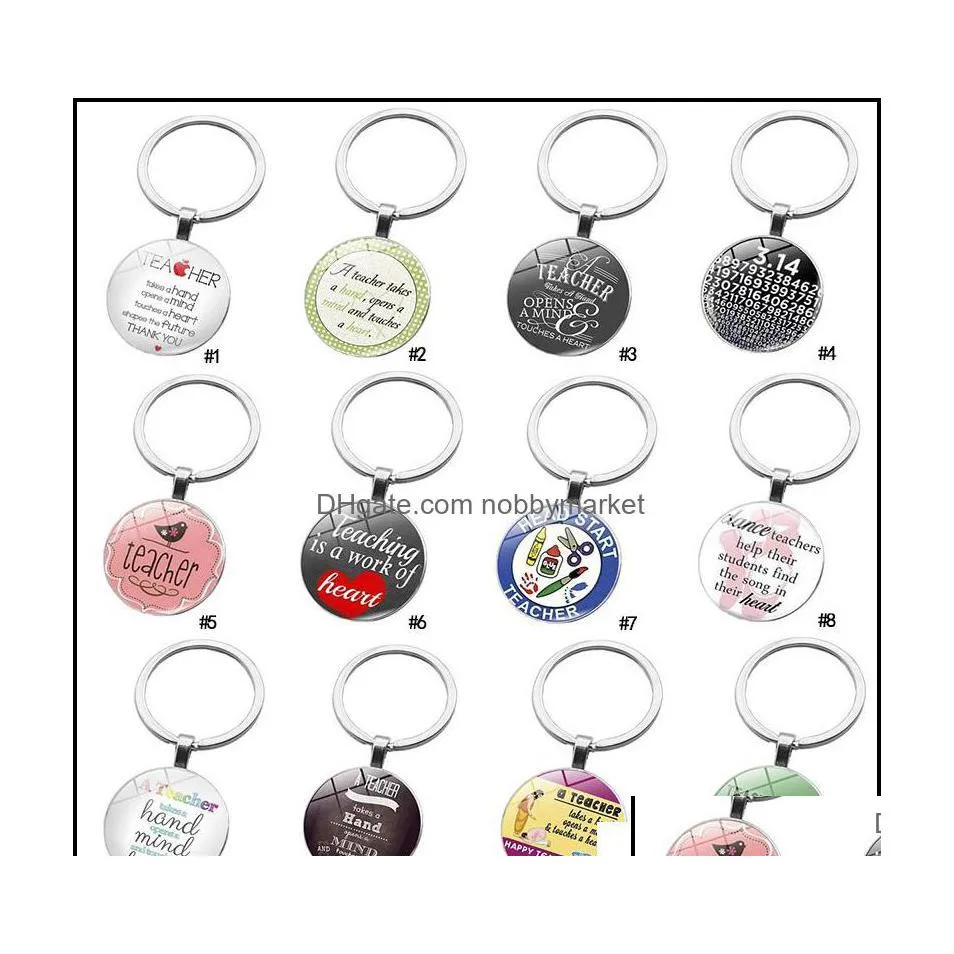 Key Rings Jewelry Teach Chain Teacher Takes A Hand Opens Mind And Teaches Heart Cabochons Glass Keychains Aessories Gift Drop Deliver Dhris