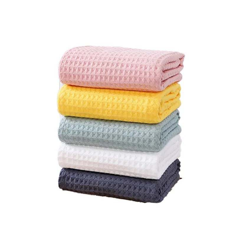 Handduk 70 140 cm Pure Cotton Waffle Bath Vuxen Vattenabsorberande snabbtorkande icke-fintande tunn