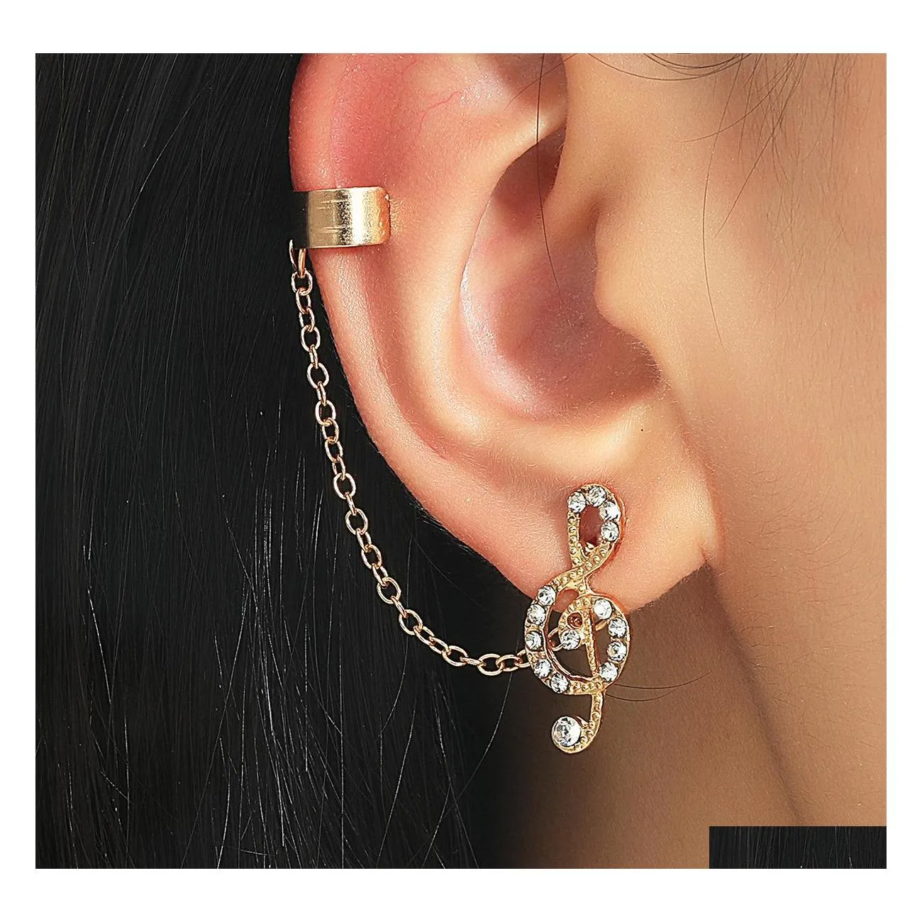 Stud gioielli di moda pezzo unico clip per orecchio retrò orecchino con foro in metallo nappa orecchini geometrici a catena lunga consegna di goccia Dho2Z