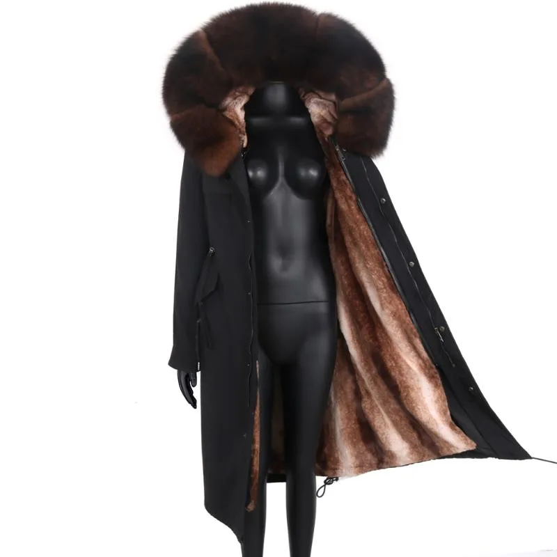 Женская меховая ложная мода Winter Parka Women Natural Coat настоящая куртка густая теплый съемный воротник и лайнер Famale