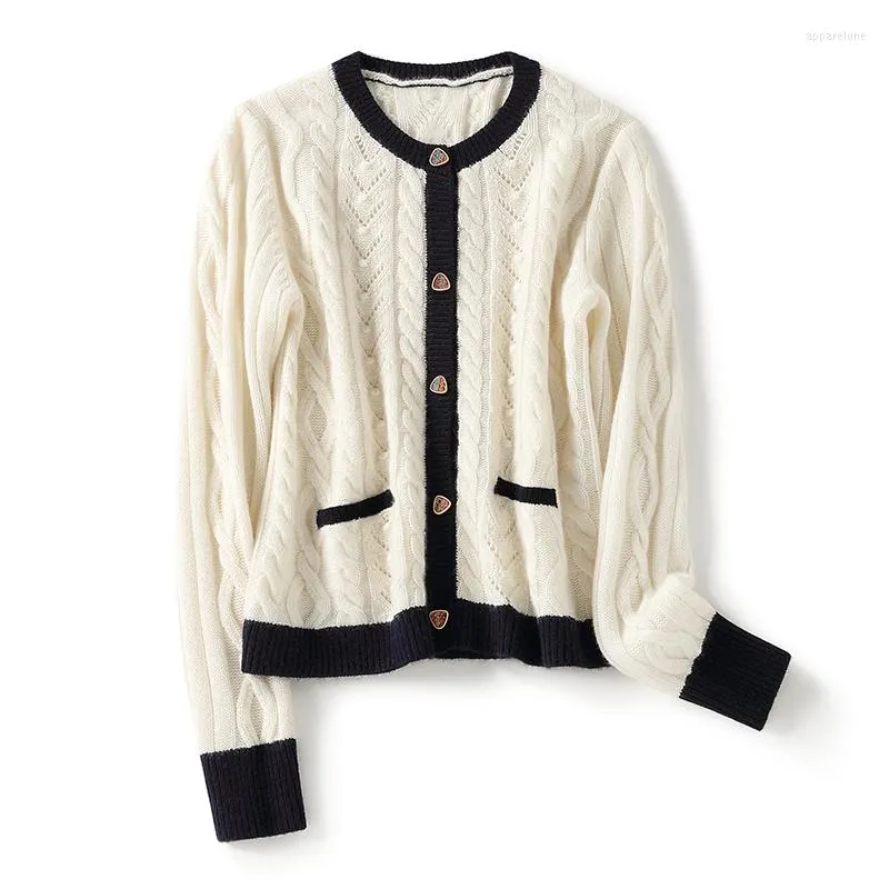 Women's Knits CASHMERE Cute Cardigan O-Neck Office Lady Single Breasted Spring/Autumn A-straight Sweater Women 2023