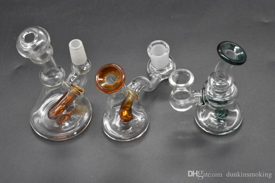 Mini szklane bong rurki wodne rozmiar stawu 14,4 mm dab platformy Dwa funkcyjne szklane bong zlewki Rurki wodne w paleniu palenia Bong