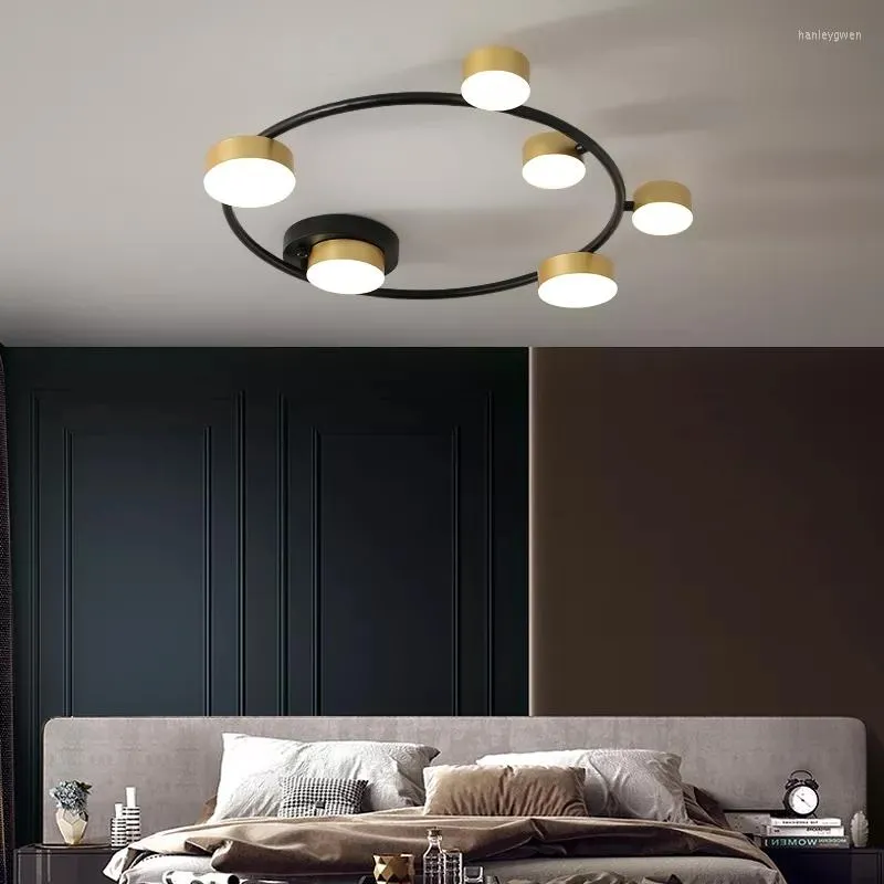 Luzes de teto Modern nórdico minimalis led de ouro preto para quarto Luminária de iluminação para jantar