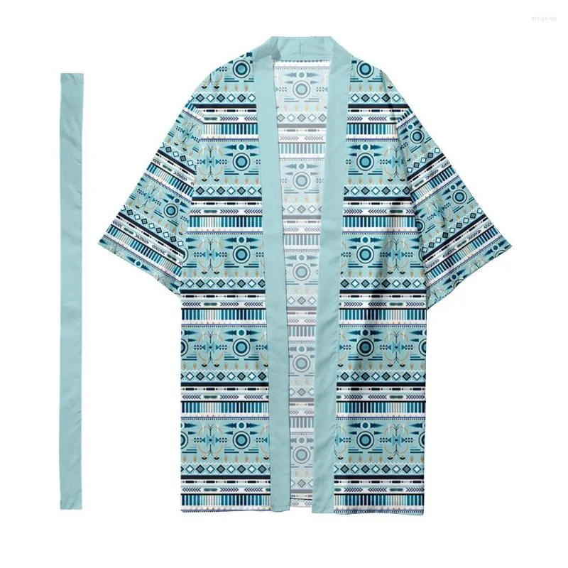 Ethnic Clothing Men's Japanese Long Kimono Cardigan Samurai Costume Bohemian National Shirt Yukata Jacket