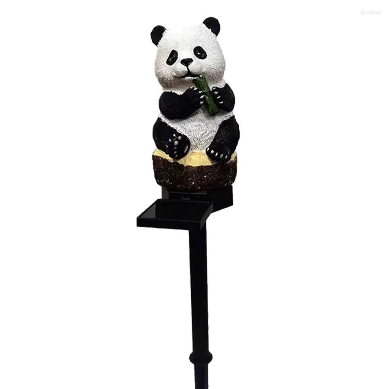 Lampada Panda Solare Resina Artigianato Pavimento Paesaggio Illuminazione Giardino Spina intelligente Ornamenti Rilevamento