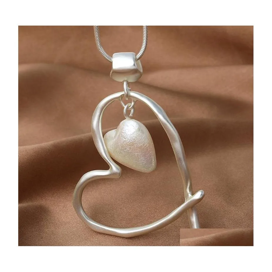 Hänge halsband brudtärna gåva 2022 hängen lång kedja hjärta form pärla halsband bff drop leverans smycken dhmo0