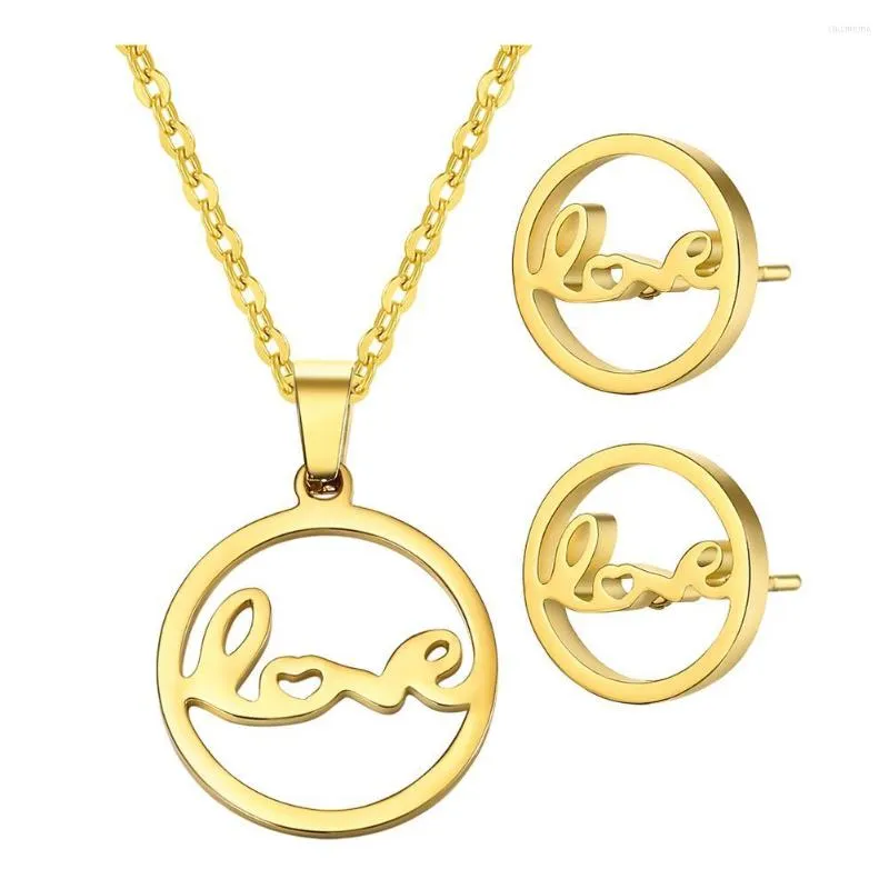 Orecchini di collana set da donna Sangdo Donne Golden Elegante Scolle di ornamento dell'anello circolare ELEGANTE