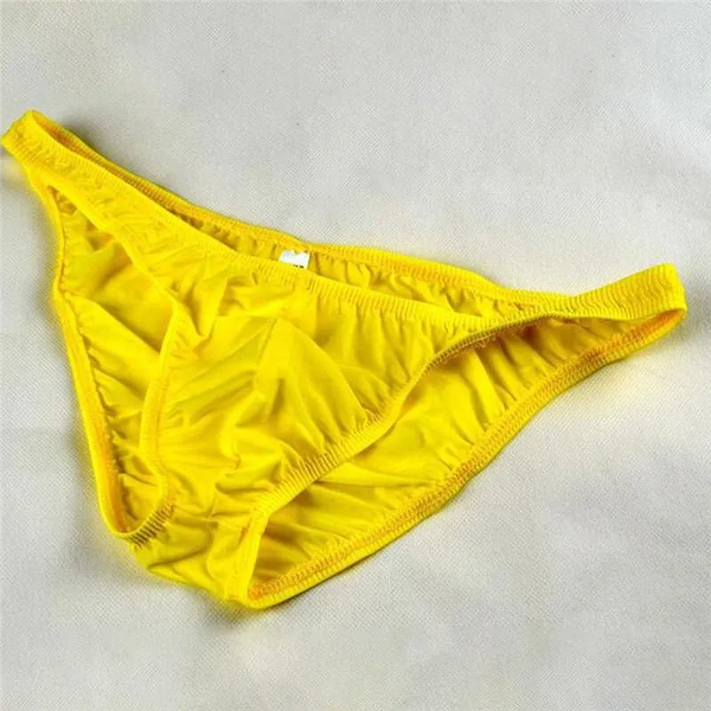 Mutande Bikini da uomo in seta di ghiaccio Intimo da uomo Mutandine da uomo a vita bassa Slip sexy traslucidi Pantaloncini triangolari Lingerie