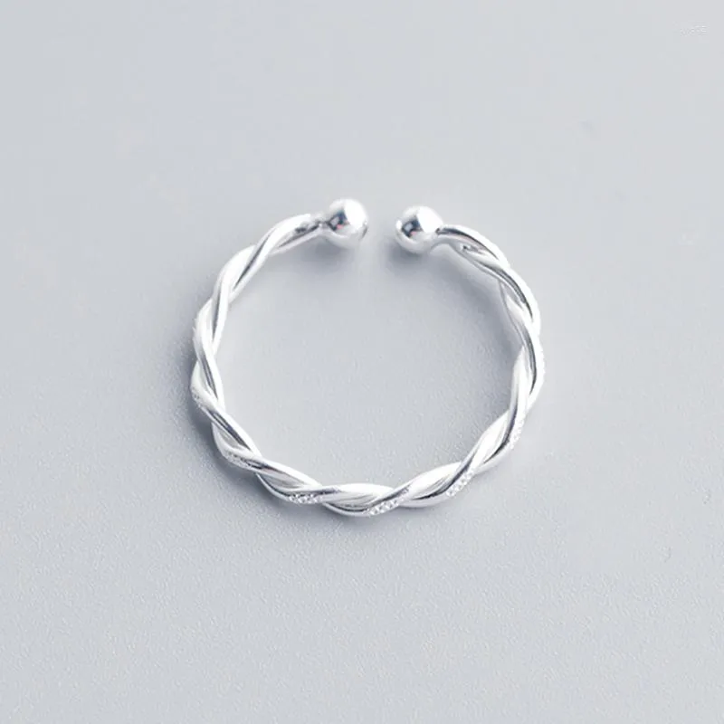 Eheringe Kleine gedrehte runde Perle dünne Welle Silber Farbe Finger verstellbarer Ring für Frauen einfache süße Schmuck Geschenke