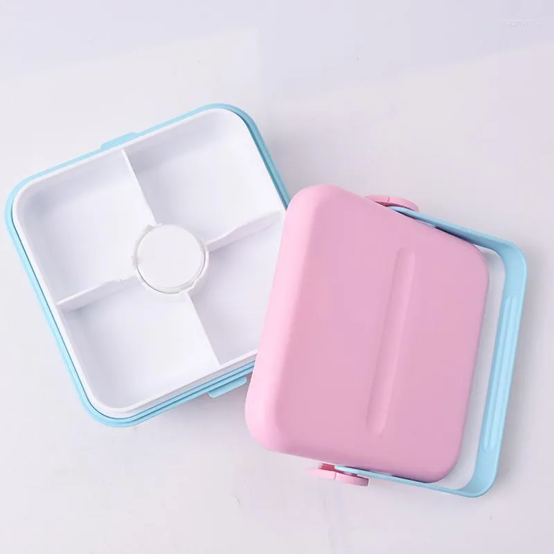 Dinware sets 4 compartimenten Silicone Bento Box draagbare lunch voor schoolkinderen en kantoorpersoneel