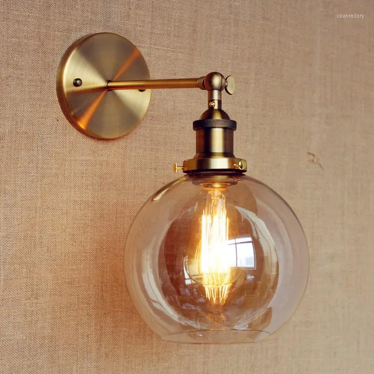 Vägglampor retro vintage ljusarmatur inomhus belysning glas boll edison stil loft industriell sconce bredvid lampa applikationsled