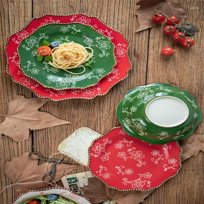 Tallrikar Sakura Bowl and Plate Cotestar Set Ceramic Salad Shallow Dish Home Creative Hand Paffed Breakfast