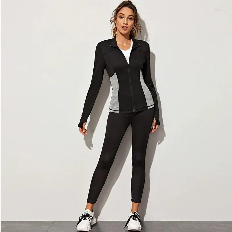 Frauen Westen Fitness Mantel 2023 Mode Sport Frauen Schmal Anliegende Laufen Langarm Yoga Kleid Top Eng