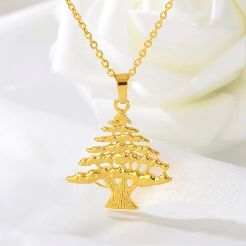 Pendant Necklaces Fashion Unique Design Gold Color Tree Necklace For Women Stainless Steel Choker Chain Jewelry Birthday Friend Gift