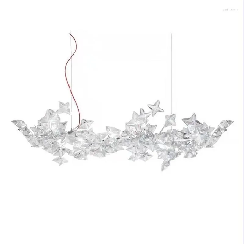 Lampadari Personalità Cucina Sala da pranzo Lampada LED caldo Lampadario a stella in PVC Appeso Apparecchio di illuminazione con cavo rosso in plastica trasparente Art