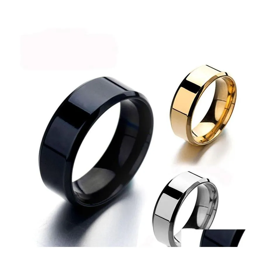 Полосы кольца мода 6 мм свадебная сталь из нержавеющей стали для мужчин, женщина может сделать DIY -гравейский обручальный посадка размером 513 Drop Delivery Jewelry DHVDB