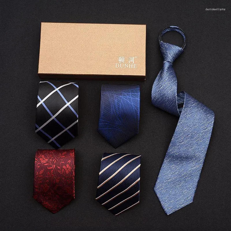 Bow Ties عالية الجودة 2023 مصممين العلامات التجارية للأزياء الأعمال غير الرسمية 8 سم للرجال Zipper Necktie الزفاف العمل الرسمي مع صندوق الهدايا