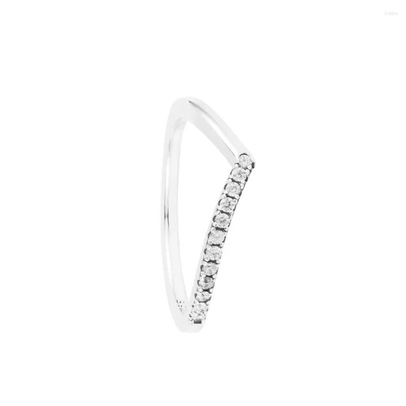 Bagues de cluster Timeless Wish Half Sparkling Ring Original 925 Sterling Silver Male Proposition Cadeau de mariage pour la fabrication de bijoux