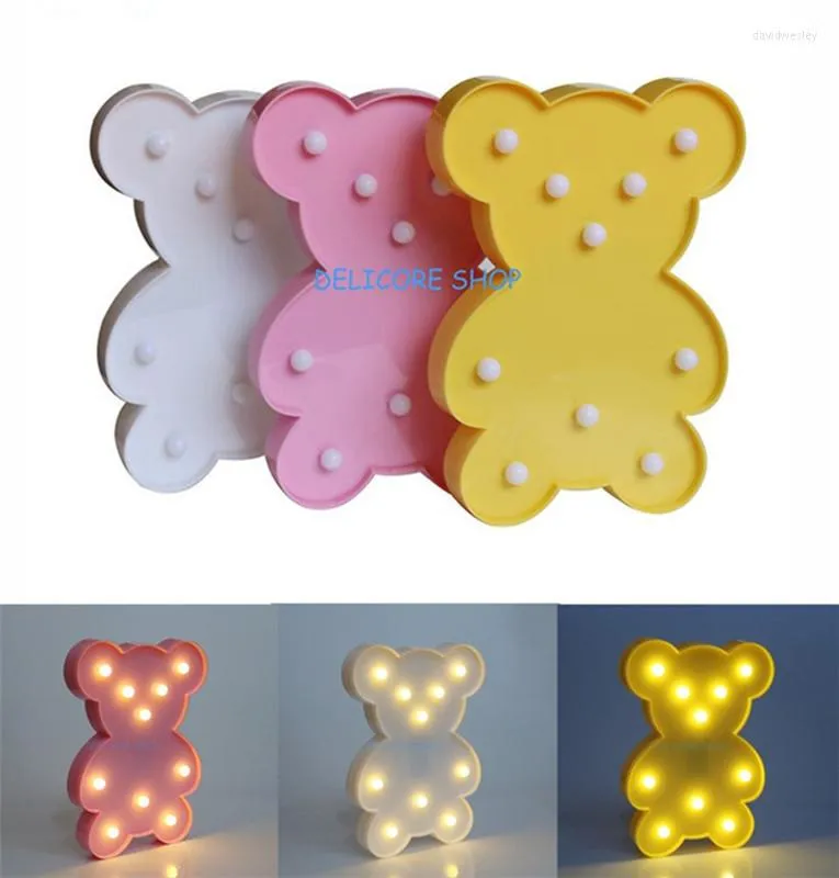 Luminárias de mesa novidade led urso lâmpada de noite adorável quarto festas decoração de festa bebê garoto sono sono