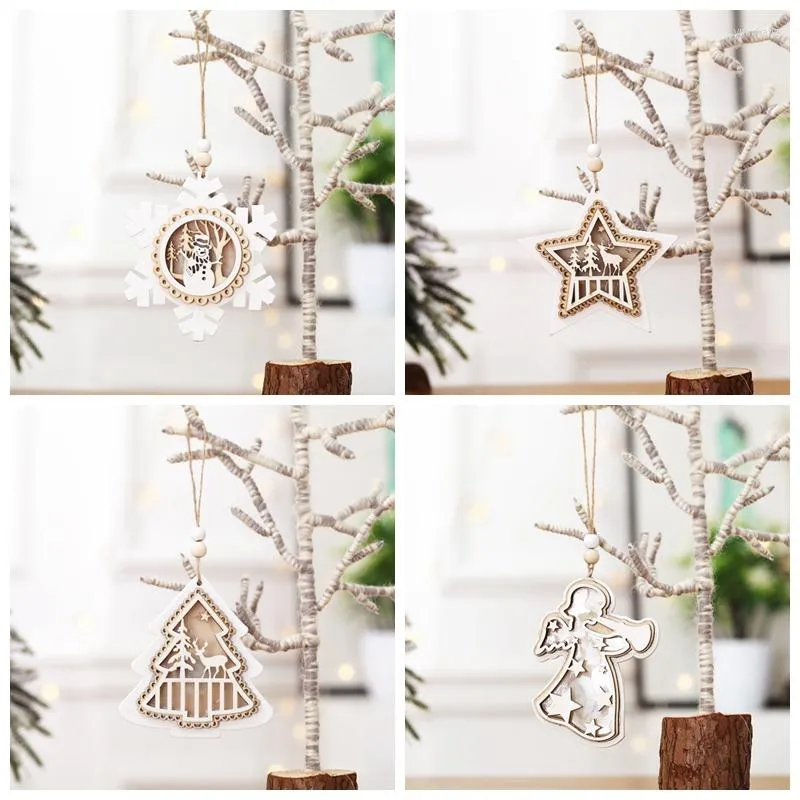 Kerstdecoraties houten uitsparingen ornamenten lamp lichtgevende kerstboom hangende hanger vakantie