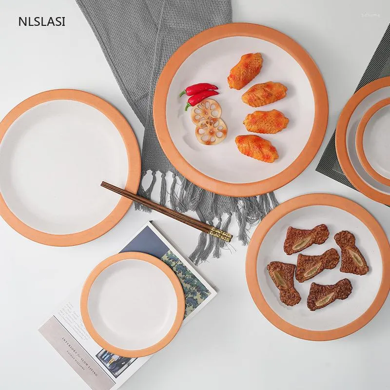 Plates Imitation Porcelain Plate Korean Creative Dishes Tableware Plastic Disc Western Sushi Barbecue