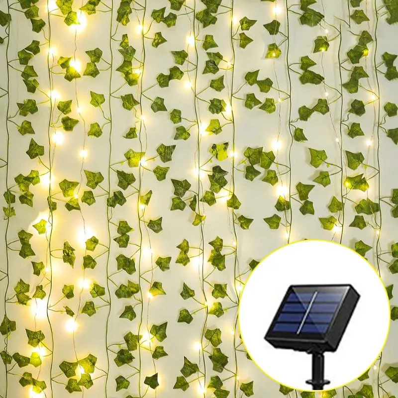 Strings Solar Ivy String Lights Artificial Vine Garland Fairy Green Leaf Light Outdoor For Party Garden Decorled LED