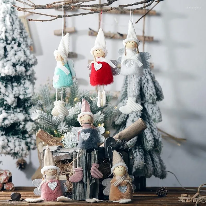 Decorazioni natalizie Angelo peluche bambola ragazza sci ciondolo decorazione albero per la casa festa di Natale regalo per bambini camera da letto