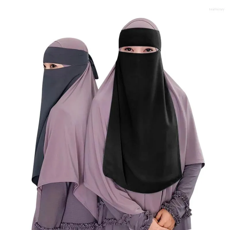 Abbigliamento etnico Niqab Ramadan Eid Indumento di preghiera Lungo Khimar Sciarpa hijab musulmana Islam Copertura per il viso Abaya Wrap Jilbab Abaya Velo Burka Hijab