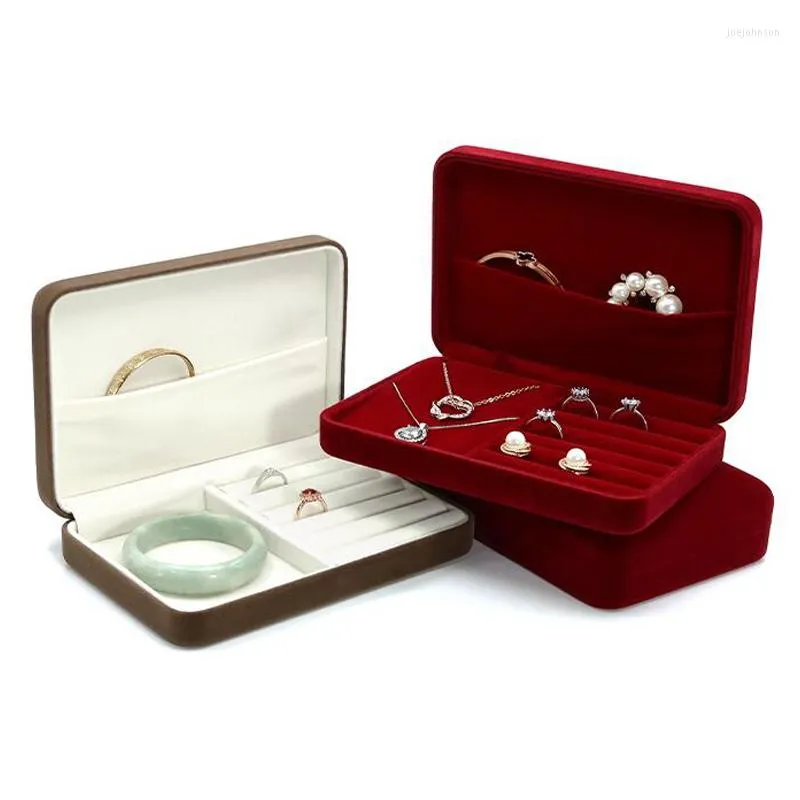 Caschetti di gioielli 1pcs 18x12x4,4 cm di velluto di velluto di velluto Anello anello di imballaggio per orecchie di pacchetto di pattuglia per viaggi di viaggio grigio rosso custodia portatile