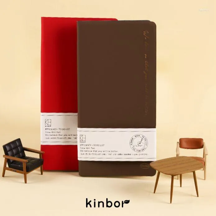 Kinbor to DO LIST NOTEBOOK 185 91 mm w twardej oprawie PU skórzany program DIY Scheduler Journal 160p