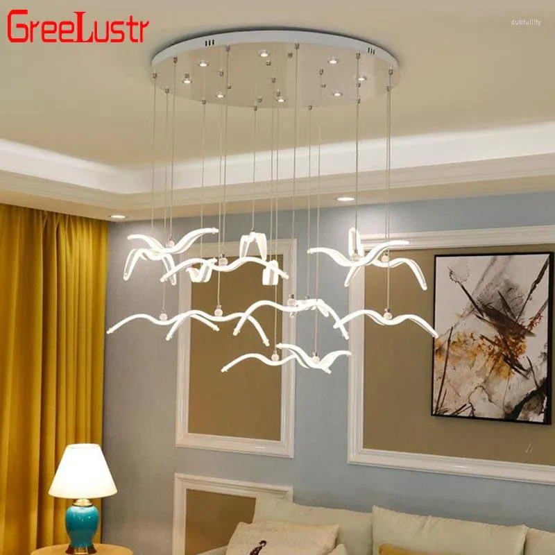 Pendant Lamps Acrylic Seagull Lights Luxury Restaurant Living Room Ceiling Lamp Nordic Home Appliances Chandelier For Bedroom Lighting