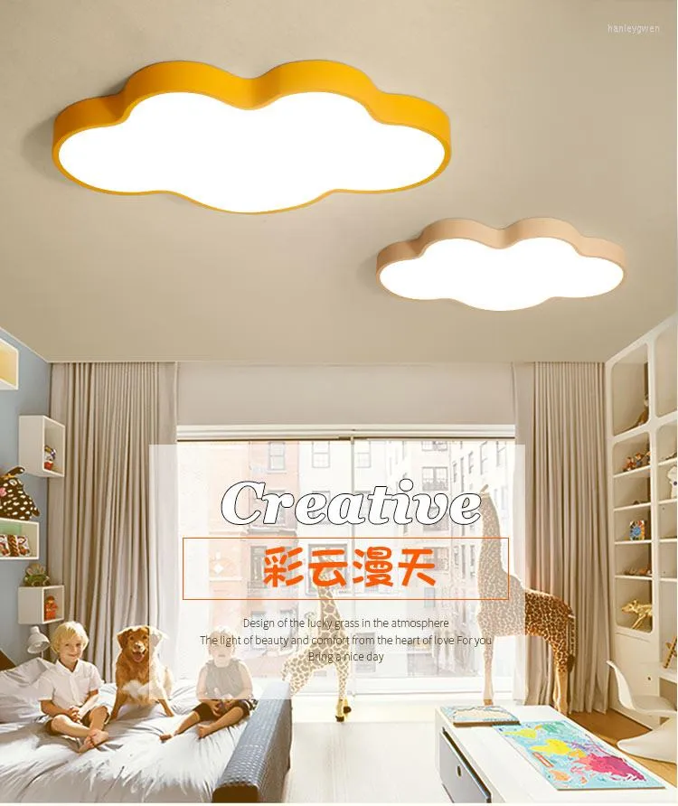 Plafondlampen ultradunne macaroon kinderkamer led lamp creatieve persoonlijkheids sterren wolken cartoonjongen en meisje licht in de slaapkamer